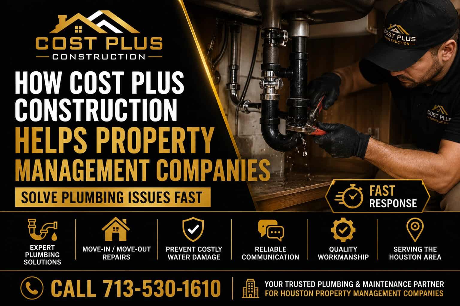 How Cost Plus Construction Helps Property Management Companies Solve Plumbing Issues Fast